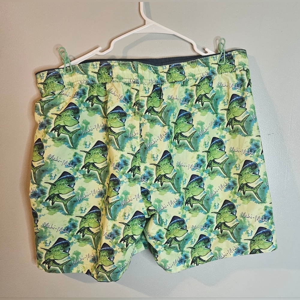 🩵Wave Life Mens Swim Shorts Trunks Reversible Fish Blue Green Sz 36💚 - Picture 6 of 8